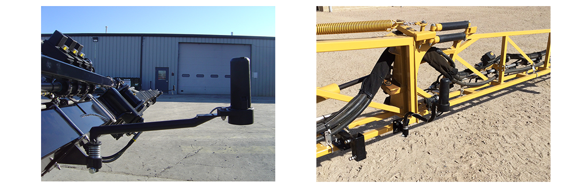 Two different images of inner ultrasonic sensor on a spray boom