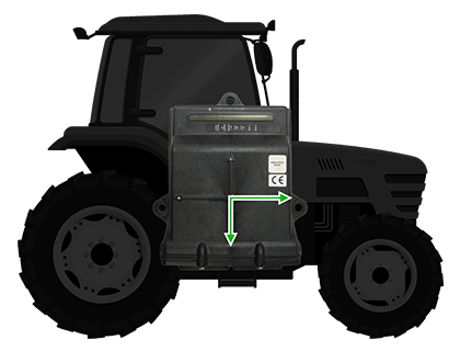illustration of tractor with highlighted node arrows