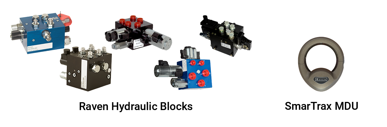 examples of Raven hydraulic valve blocks and a SmarTrax MDU